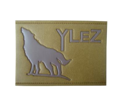 China custom luxury leather tags branding embossed leather logo bulk manufacturer for sale