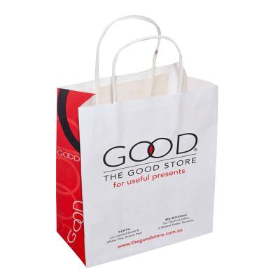 China Custom Printed White Kraft Shopping Bags Packaging Design with Twist Handles Factory for sale