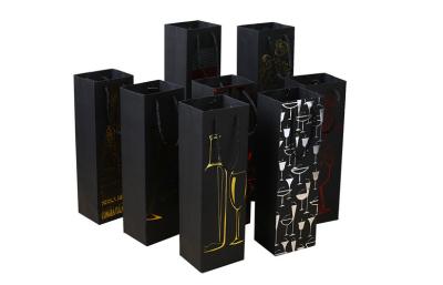 China Custom Printed Wine Bottle Thick Paper Bags Wholesale with Handle Manufacturer for sale