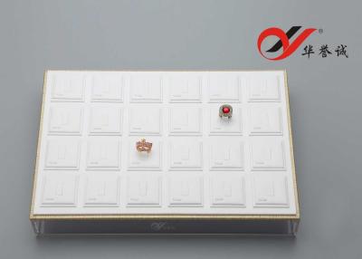 China Handmade White Jewelry Drawer Organizer Trays PU Leather With Acrylic Cover for sale