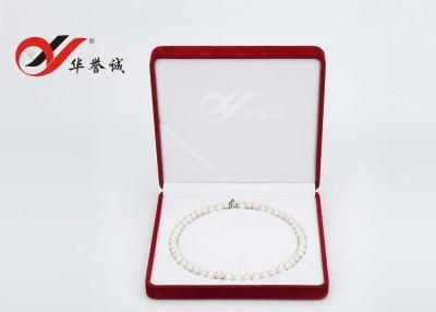 China Eco Friendly Velvet Pearl Necklace Jewelry Box Red Color With Logo Custom for sale