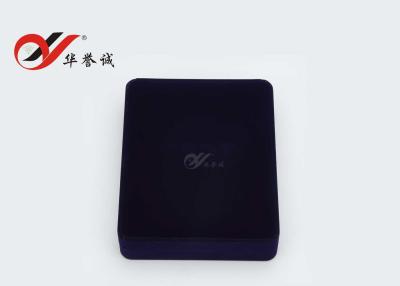 China Blue Color Velvet Pearl Necklace Box Plastic Covered For Jewelry Packaging for sale