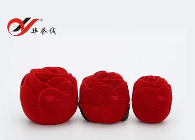 China Rose Shaped Flocking Jewelry Box , Precise Design Velvet Ring Box For Jewelry Exhibition​ for sale