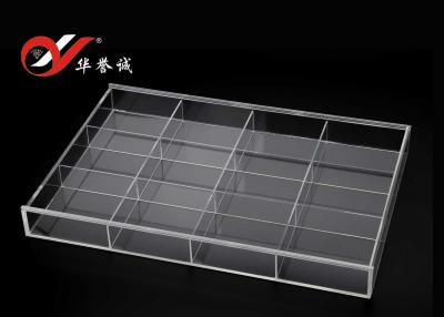 China 12 Grids Rectangle Acrylic Jewelry Organizer , Clear Acrylic Jewelry Box With Cover for sale