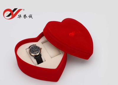 China Red Heart Shaped Velvet Watch Packaging Box Fashionable For Double Watch Package for sale