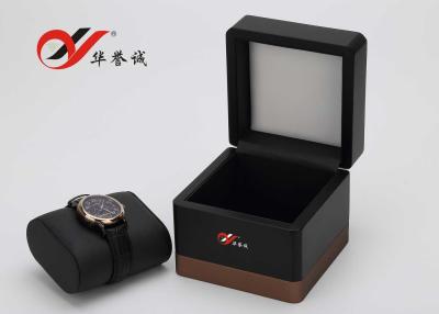 China Single Watch Display Box With Pillow , Luxury Lacquered Black Wood Watch Box for sale