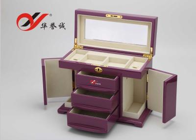 China Fashionable Wooden Jewellery Box 3 Drawers 4 Layers Wooden Jewelry Case for sale