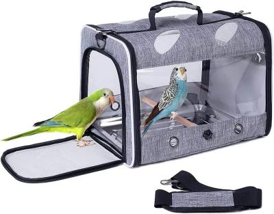 China Stocked Top quality Bird Carrier Backpack with Wooden Stand Perch Bird Travel Carrier Bag for sale