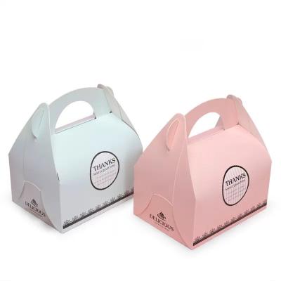 China Paper Recyclable Instant Box Packing Box Disposable Fast Food Bread Snacks Bento Box Disposable Strap Handle for sale