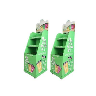 China Beverage Paper Booth Color Draw Floor Shelf Display Supermarket Beverage Exhibition Promotion 30x40x60cm for sale