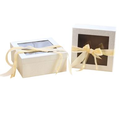 China Recyclable Luxury Custom Cosmetic Gift Box With Matching Clear PVC Window Gift Bag for sale