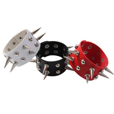 China Cool Bondage Bondage Accessories BDSM Punk Rivet Leather Wild Adjustable Rock Bracelet Bangle for sale