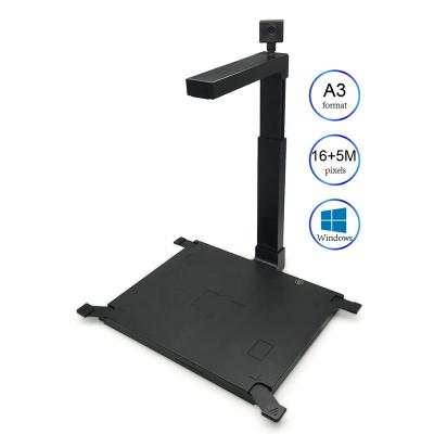 China Government / Dual Bank HD High Resolution 16MP Camera And 5 Million Pixels A3 A4 Stretchable Portable Desktop Document Scanner for sale