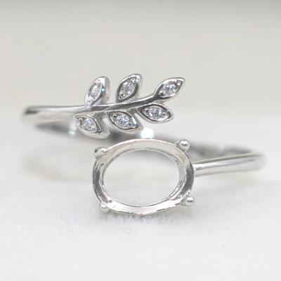 China CLASSIC S925 Backing Ring 6*8 Empty Hole With Four Prongs And Six Prongs Silver Zircons Setting Opening Ring For Inlay Wholesale for sale