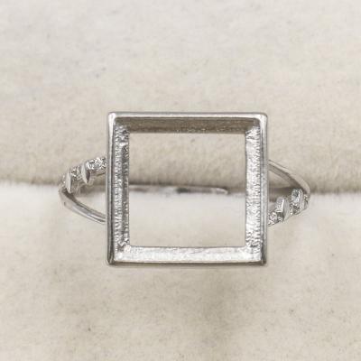 China CLASSIC S925 Square Ring Blank 11*11 Hole Base Setting With Zircons Sterling Silver Claws And Mount Holder For Inlay for sale