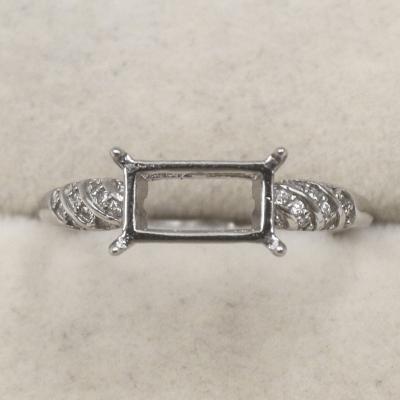 China CLASSIC S925 Square Ring Blank 5*9 Hole Base Setting With Zircons Sterling Silver Claws And Mount Holder For Inlay for sale