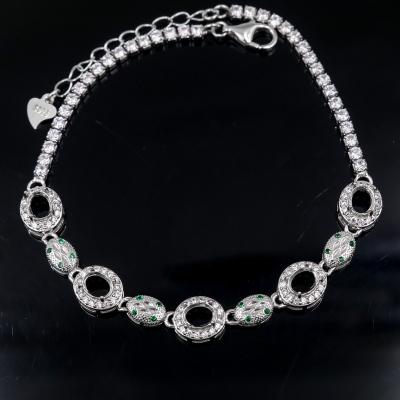 China CLASSIC S925 Bracelet Blank 4*5 Blank Hole With Zircons S925 Prongs And Backer Setting Sterling Bracelet Set For Inlay for sale