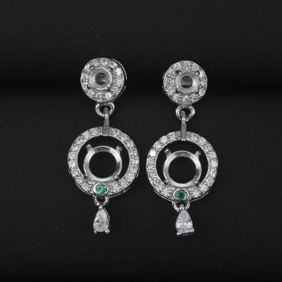 China CLASSIC S925 Earring Blank 3*3-5*5 Blank Hole With Prongs And Zircons Back Setting Sterling Silver Base Backing For Inlay for sale