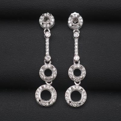 China CLASSIC S925 Earring Blank 3*3-4*4-5*5 Blank Hole With Zircons S925 Prongs And Backing Setting Earring Base Sterling Backing For Inlay for sale