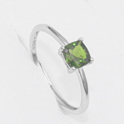 China CLASSIC s925 Sterling Silver Diopside 5MM Natural Stone Ring Set Good Quality For Women Gift for sale