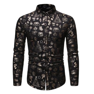 China Sustainable Youth Men Autumn European Size Long Sleeve Shirt Men Christmas Hot Gold Top Shirt for sale