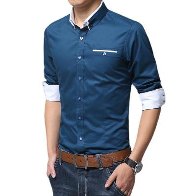 China Sustainable Factory Wholesale Long Sleeve Shirt Men Slim Four Seasons Casual Solid Color Men'S Shirt for sale