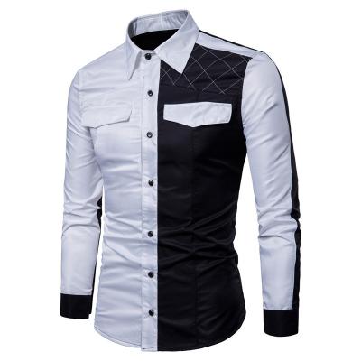 China Sustainable ODM Customization Men Fashion Splice Printed Casual Shirt Front Pocket Man Clothes for sale