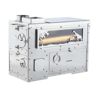 China Outdoor Camping Increasing LOGO Custom Folding Portable Stainless Steel Wood Burning Outdoor Home Fireproof Stove With Chimney Tube Camping Tent Stove for sale