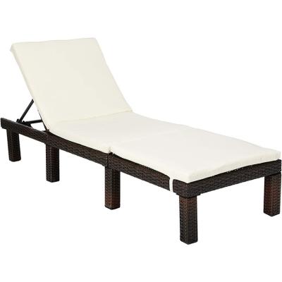 China Modern Outdoor Furniture Rattan Adjustable Deck Beach Chairs For Relax With Mat for sale