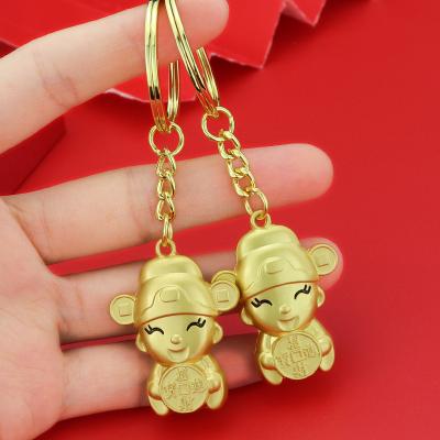 China Promotion Gift New Year Gift Lucky Car Keychain Laser Lettering Lucky Car Key Chain Bank Pendant Creative Gift for sale