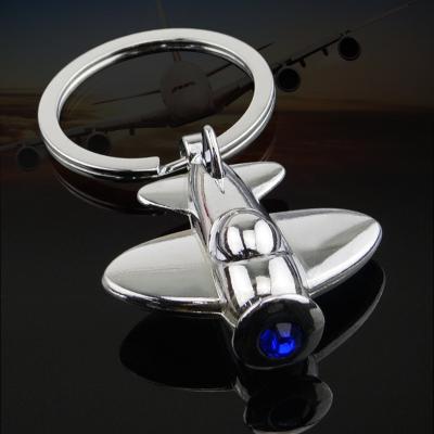 China Creative Blue Warship Pendant Aircraft Diamond Aircraft Keychain Metal Keychain Aviation Promotion Gift Key Chain Advertising Gifts for sale