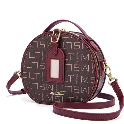 China Fashion Latest Fashion Round Zipper Handbag Women Wine Red Cross - Body Bag Ladies High Quality PVC Material Shoulder Bag for sale