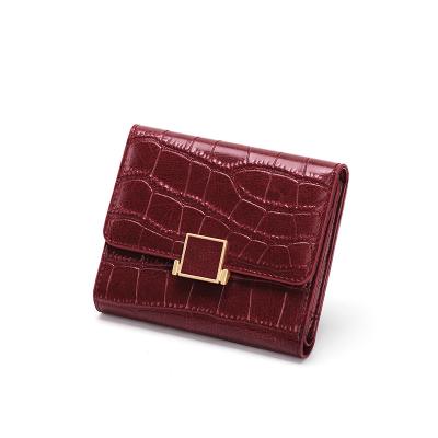 China Newest Small RFID Mini Cute Slim Leather Wallets Cheap Short For Women Ladies Crocodile PurseThin Handbag 2021 for sale