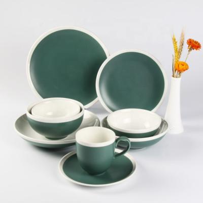 China Restaurant Dinnerware Use Color Sustainable Matte Dinnerware Sets Kuwait Porcelain For Hotel Restaurant Ceramic Overglazed Eco-Friendly for sale