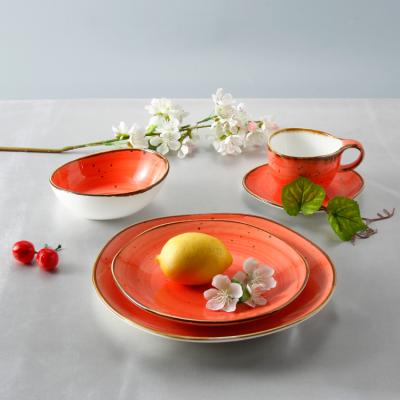 China Luster Porcelain Dinnerware Set Ceramic Sufficient Stoneware Colorful Color Dinnerware Sets for sale