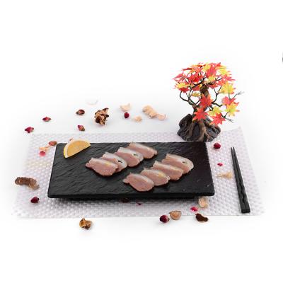 China Viable Wholesale Japanese Korean Rectangle Melamine Slate Stone Barbecue Sushi Dish Matte Black Flat Dishes For Restaurant for sale