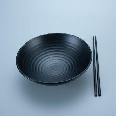 China New JQY Dinner Set 9.5inch Viable Melamine Texture Ramen Udon Black Noodle Bowl for sale