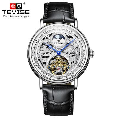 China 2022 Best Selling Fashion Moon Phase Automatic Mechanical Men's Watches Stainless Steel Sports Hollowing Leather Strap for sale