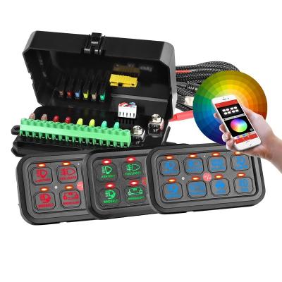 China Wireless Equipment 12-24V APP Control Toggle 8 Channels RGB Background Lamp Switch Panel Power System for sale