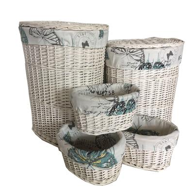 China Willow Laundry Baskets With Lids Transitional Sundries Liner Plays Organizer for sale