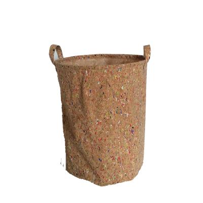 China Sustainable Wooden Cloth Cork Folding Baskets With Waterproof Handle Laundry Basket For Sundries Clothes for sale