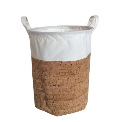 China Cork Fabric Linen Fold Laundry Basket Viable Storage Bins For Sundries Toys Clothes for sale