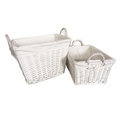 China CLASSIC White Wicker Storage Handwoven Basket with Handle Liner for Organizer Toys Closet for sale