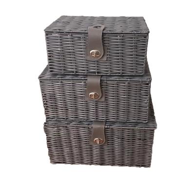 China Sustainable Woven Plastic Resin Storage Cube Bins Bins Baskets With Lid Locks For Sundries for sale