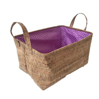 China Folding Cork Storage Baskets Gift Craft Handle Cabinet Viable Household for sale