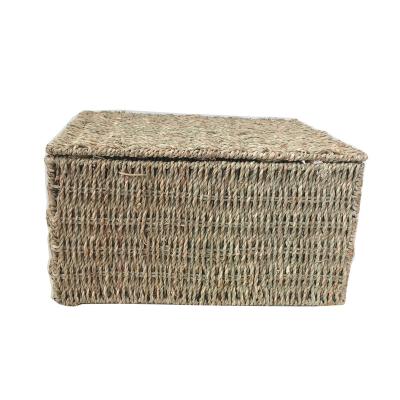 China Plant Plankton Sustainable Woven Basket Straw Cube Bins With Lid Storage Toys December Gift for sale