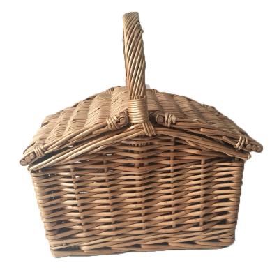 China New Classic/Postmodern Woven Double Willow Picnic Basket With Handle For Outdoor Food Camping for sale