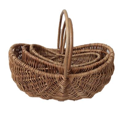 China Japan Style Woven Willow Baskets With Handle For Gift Christmas Craft Wicker Picnic for sale