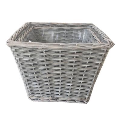 China Sustainable Woven Willow Basket Water Proofing For Planting Indoor Flower Pots for sale