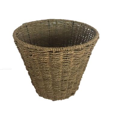 China Plant Plankton Viable Waste Bin Around Straw Woven Storage Basket Handmade Garden Plant for sale